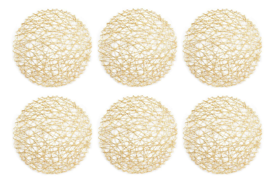 Set of 6 Metallic Gold Round Placemats 15"