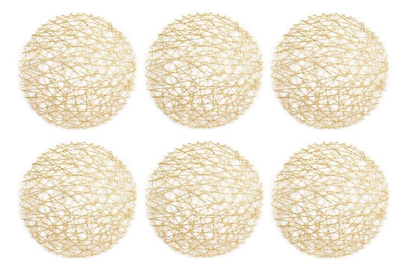 Set of 6 Metallic Gold Round Placemats 15"