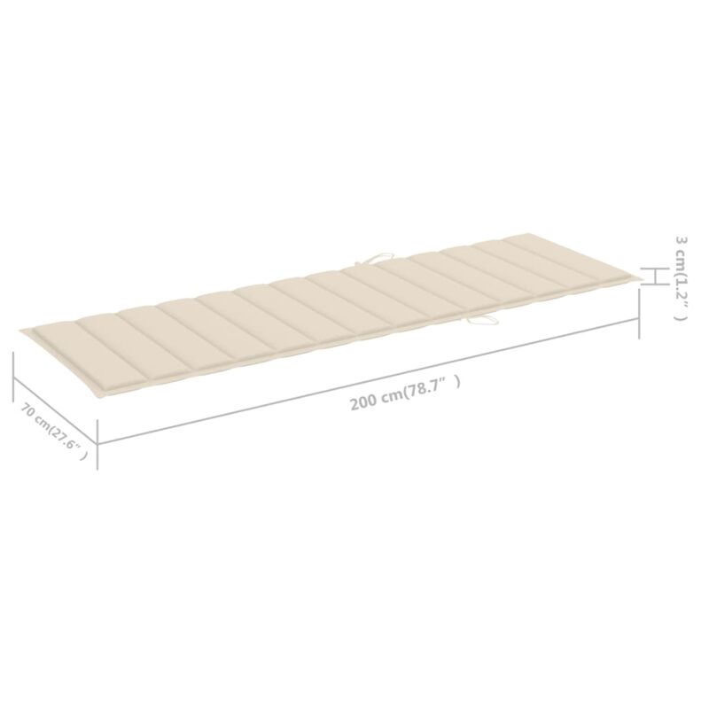 vidaXL Sun Lounger Cushion Cream 78.7"x27.6"x1.6" Fabric