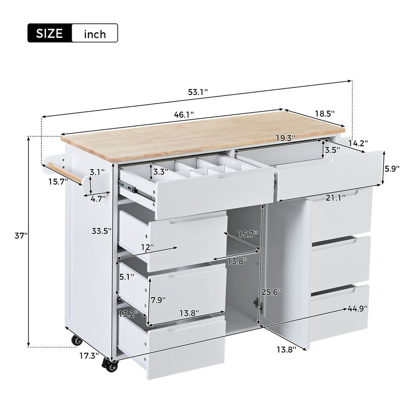 Merax Kitchen Cart with Rubber Wood Countertop