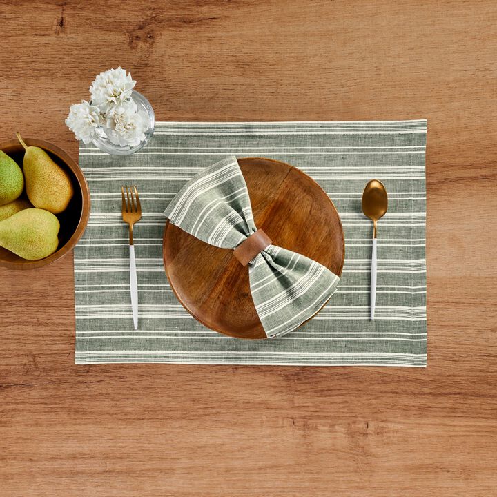 Solino Home 100% Pure Linen Chelsea Stripe Dinner Napkins 20 x 20 Inch Set of 4