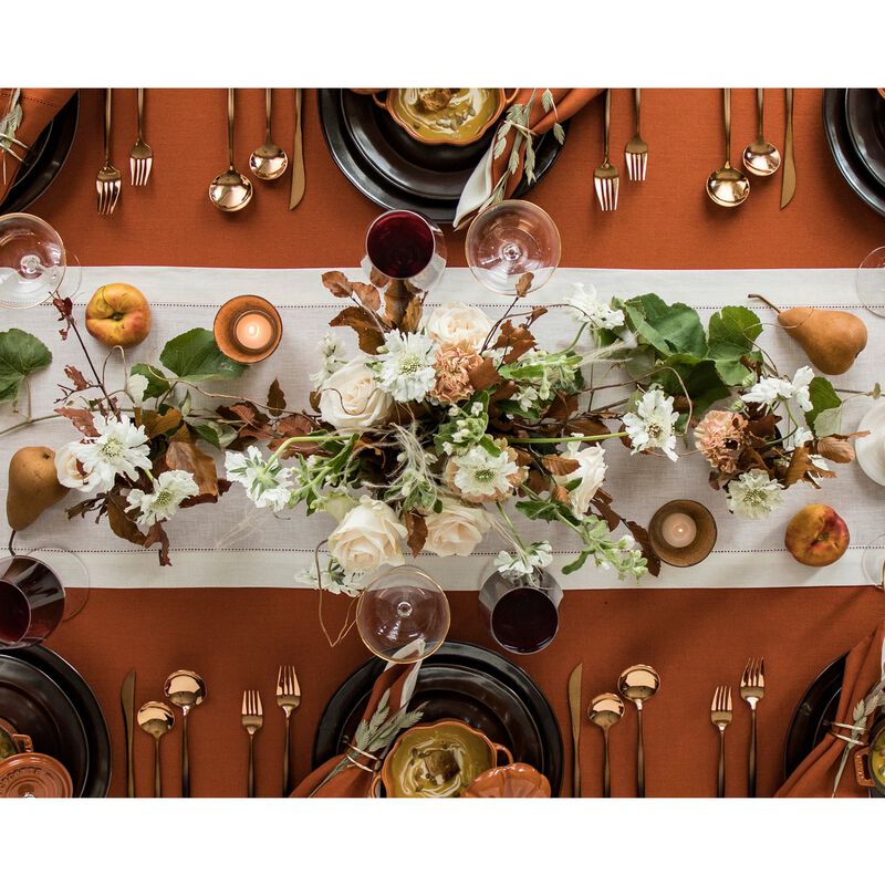 Solino Home 100% Pure Linen Table Runner | Classic Hemstitch for Thanksgiving, Christmas