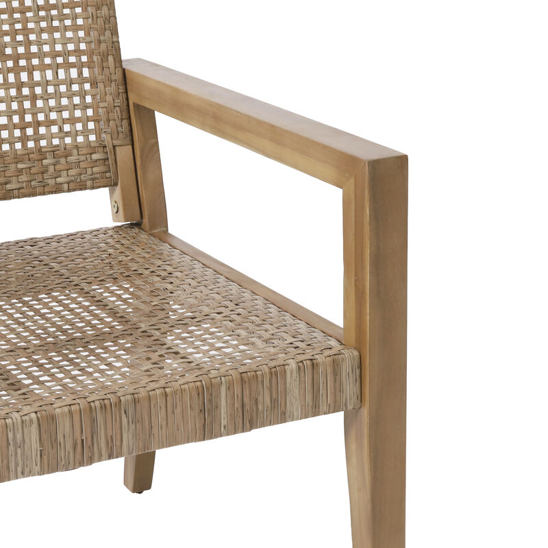 Merax Outdoor Wicker and Acacia Wood Club Chairs 2 PCS