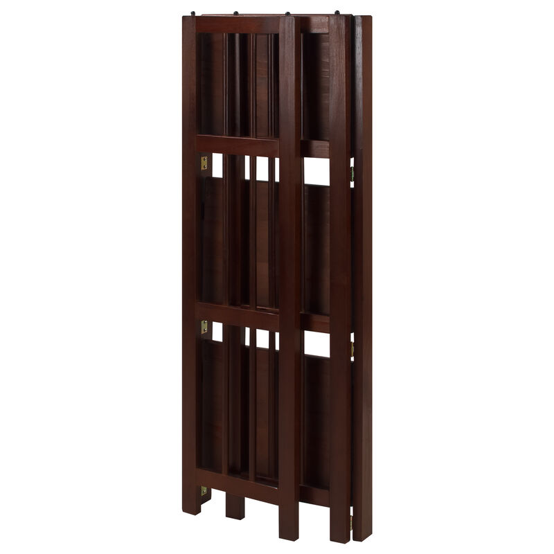 Casual Home 3-Shelf Folding Bookcase (14" Wide)-Walnut