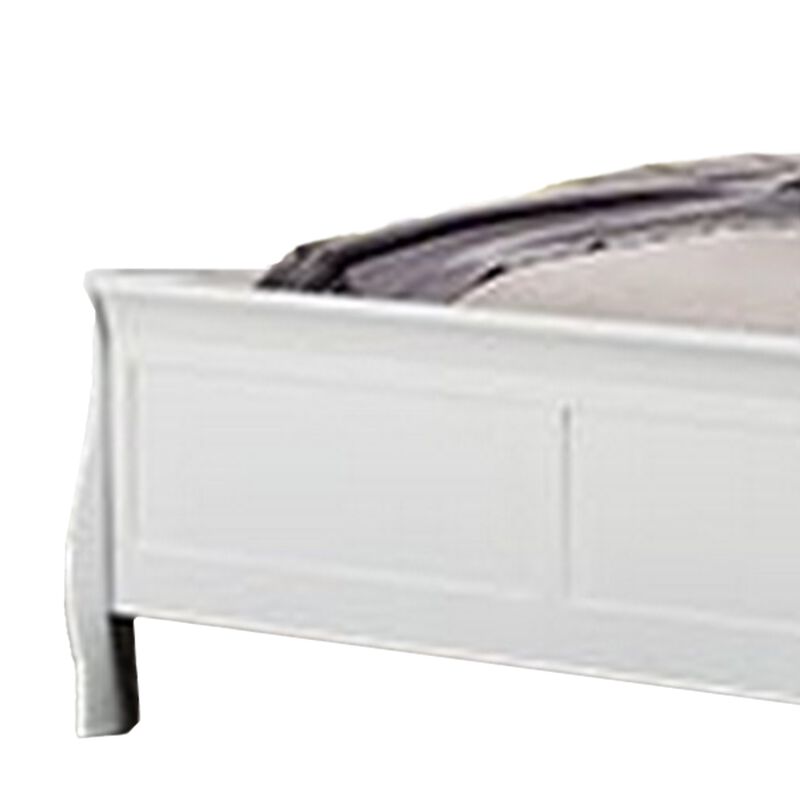 Ryla Queen Size Bed, Sleek Modern Panel Headboard Design, White Solid Wood