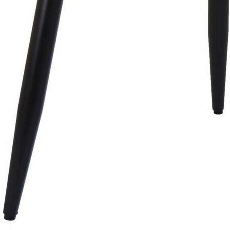 Tavi 24 Inch Plant Stand Side Table, Round White Marble Top, Black Metal - Benzara