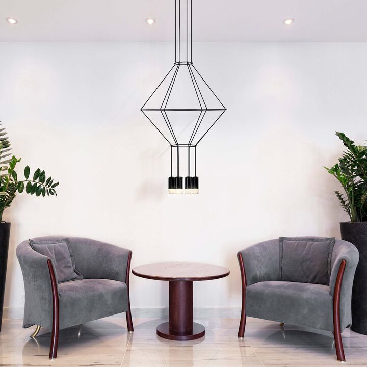 VONN Lighting 6-Light Integrated LED Height Adjustable Circular Pendant Lighting Black