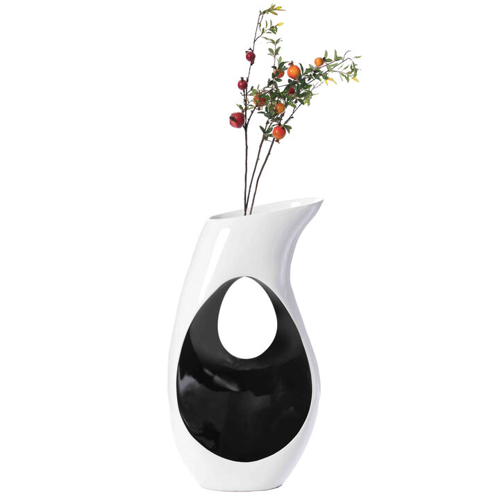 Modern floor vase, White Unique Trumpet Floor Vase, Home Interior Decoration, Modern Floor Vase, Tall Floor Vases for Entryway and Living Room And Office 33.75" Tall