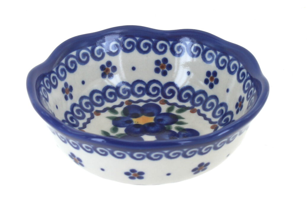 Blue Rose Polish Pottery Garden Butterfly Small Scallop Bowl