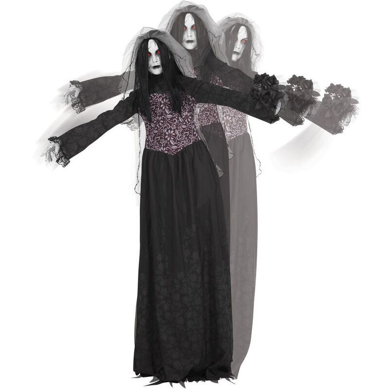 Haunted Hill Farm Animated Ghost Bride in B/W Dress