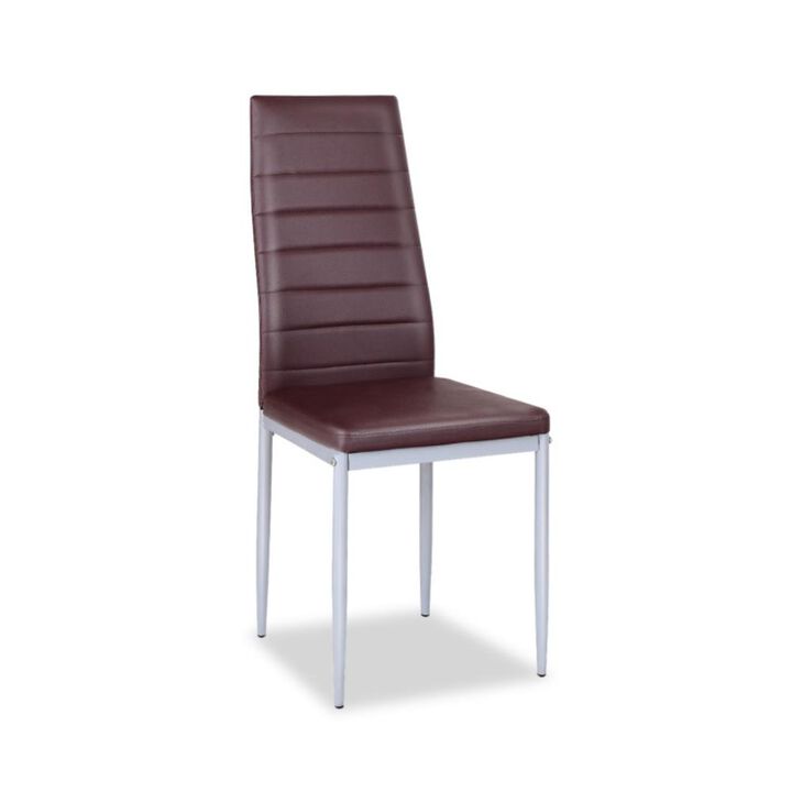Hivvago 4 Pieces PVC Elegant Design Leather Dining Chairs with Solid Metal Legs