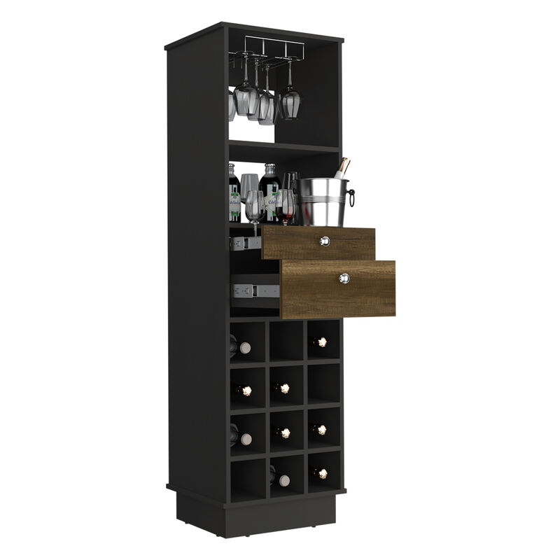 Bar Cabinet Bureck, Living Room, Black / Walnut