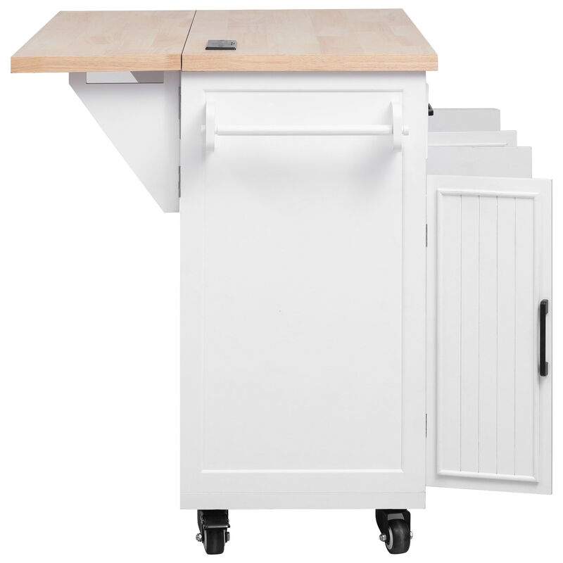 Merax Vertical Stripe Rolling Kitchen Cart on Wheels