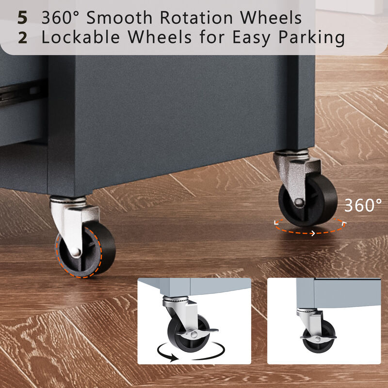 Merax Embossed Texture Kitchen Island on Wheels with Spice Rack