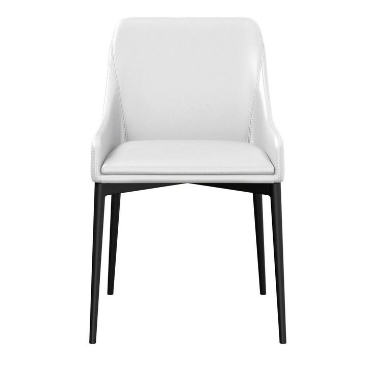 Zvi 21 Inch Cushioned Dining Chair, Set of 2, Sloped Arms, White, Black - Benzara