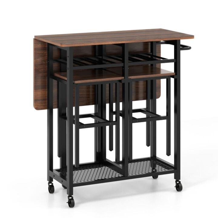 Hivvago 3 Pieces Dining Table Set with 6-Bottle Wine Rack