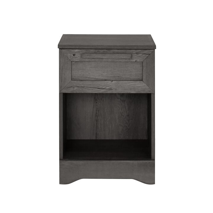 Vinie Nightstand with 1 Drawer and Shelf, Modern Taupe Gray Finish - Benzara