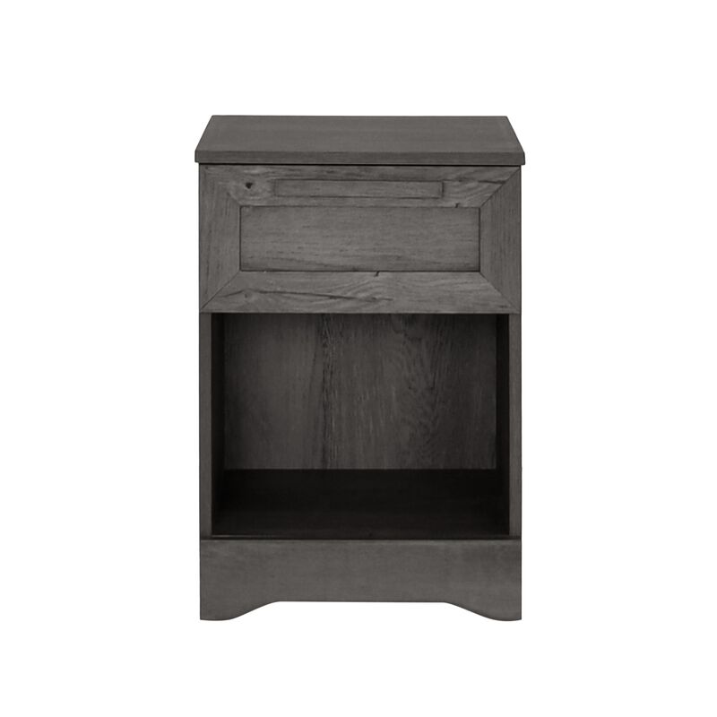 Vinie Nightstand with 1 Drawer and Shelf, Modern Taupe Gray Finish - Benzara
