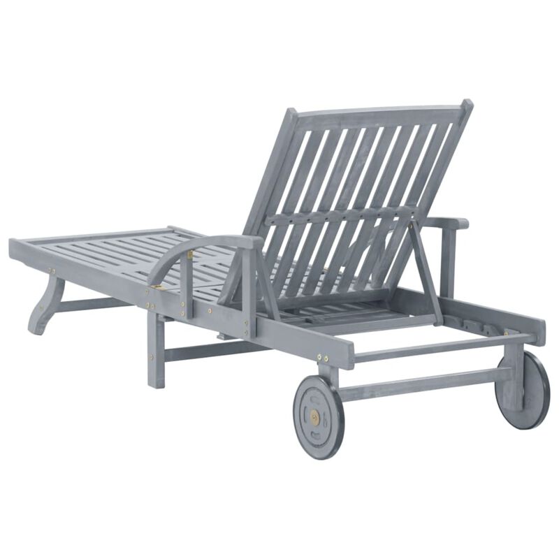 vidaXL Garden Sun Lounger Gray Solid Acacia Wood