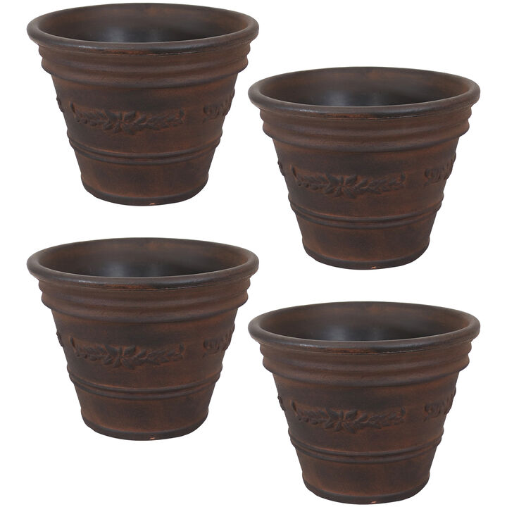 Sunnydaze Laurel Dual-Wall Polyresin Planter - Rust