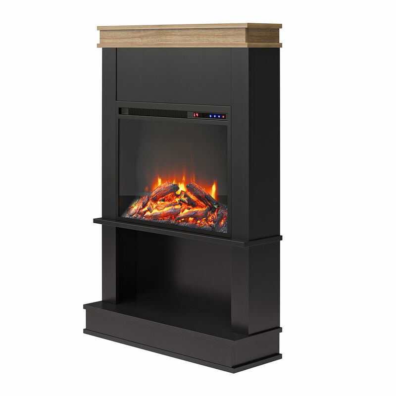 Ameriwood Home Mateo Electric Fireplace Space Heater with Mantel and Open Shelf