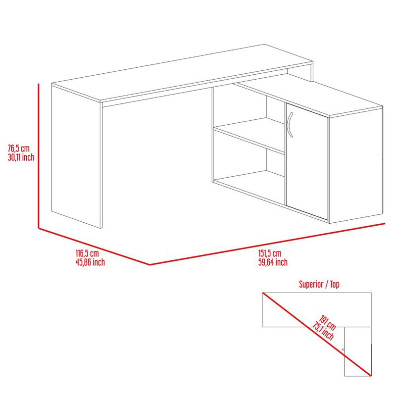 Axis Modern L-Shaped Computer Desk with Open & Closed Storage -Light Gray