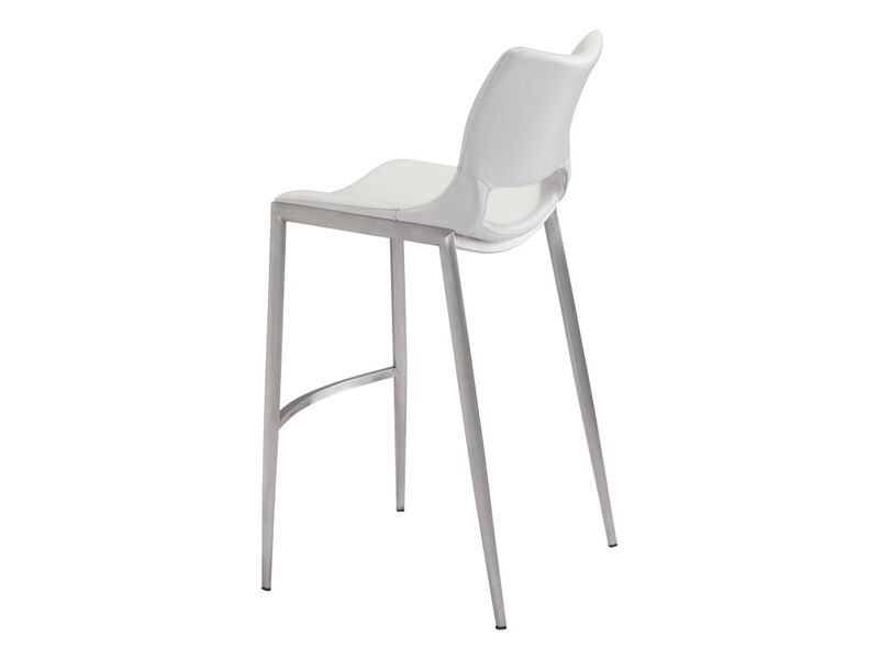 Ace Barstool (Set of 2) White & Silver