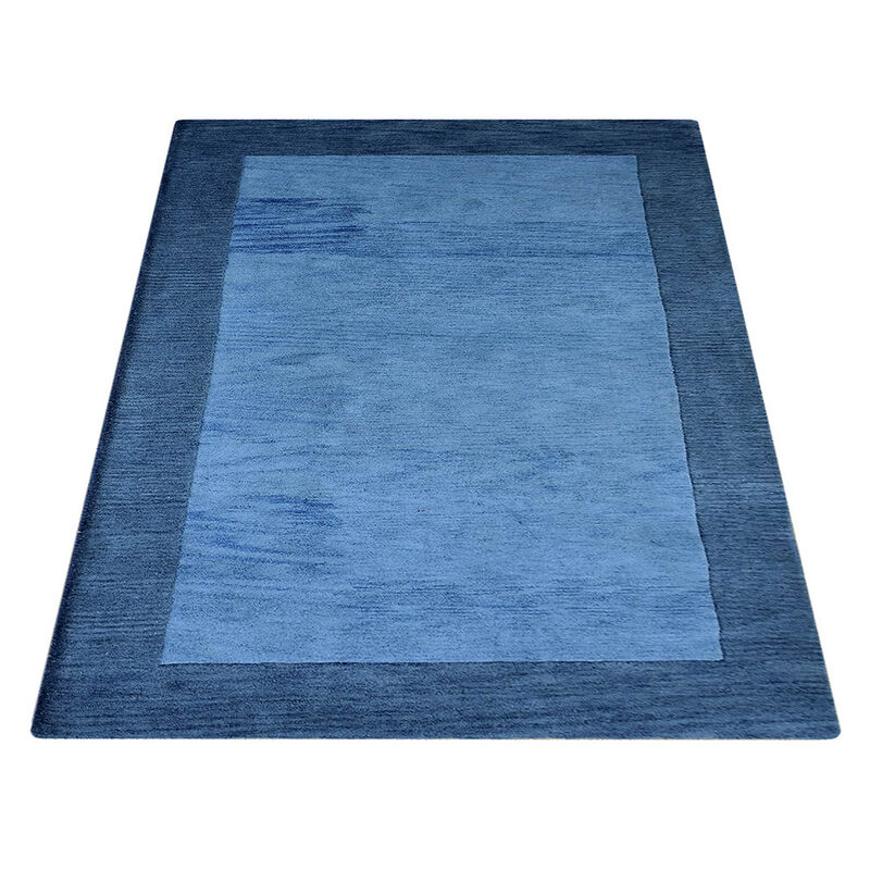 RUGSOTIC CARPETS HAND TUFTED WOOL ECO-FRIENDLY AREA RUGS  - 8'x11', Rectangle Shape, Blue, Contemporary Modern Design, High Pile Thick Handmade Area Rugs for Living Room, Bed Room (K00201)
