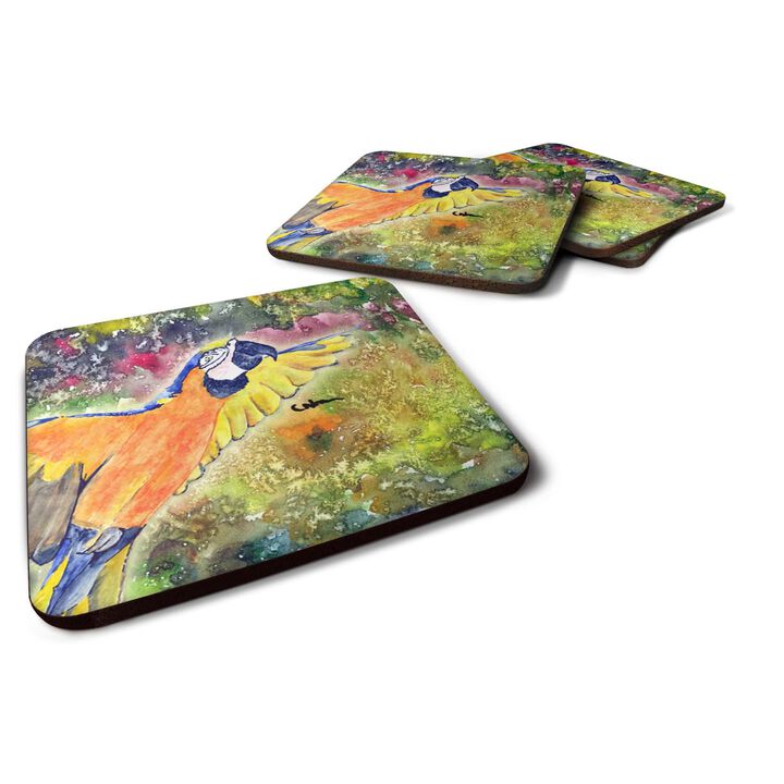 Caroline's Treasures 8602FC Parrot Foam Coasters (Set of 4), 3.5 H x 3.5 W, Multicolor