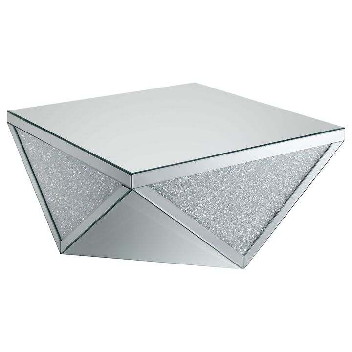 Coaster Co. of America Amore Square Mirrored Acrylic Crystal Coffee Table Silver