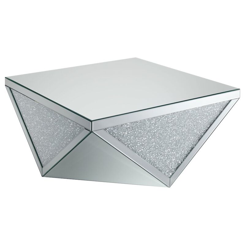 Coaster Co. of America Amore Square Mirrored Acrylic Crystal Coffee Table Silver