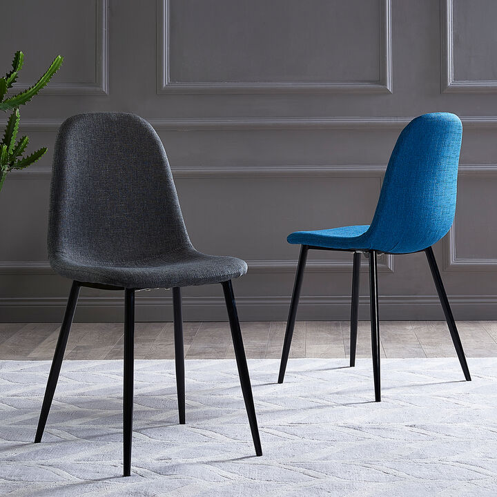 Teamson Home Minimalista Dining Chair with Metal Legs, Black/Gray (Set of 2)
