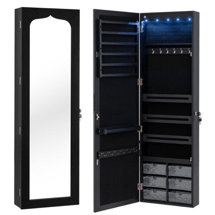 Hivvago 5 LEDs Jewelry Armoire Wall Mounted / Door Hanging Mirror