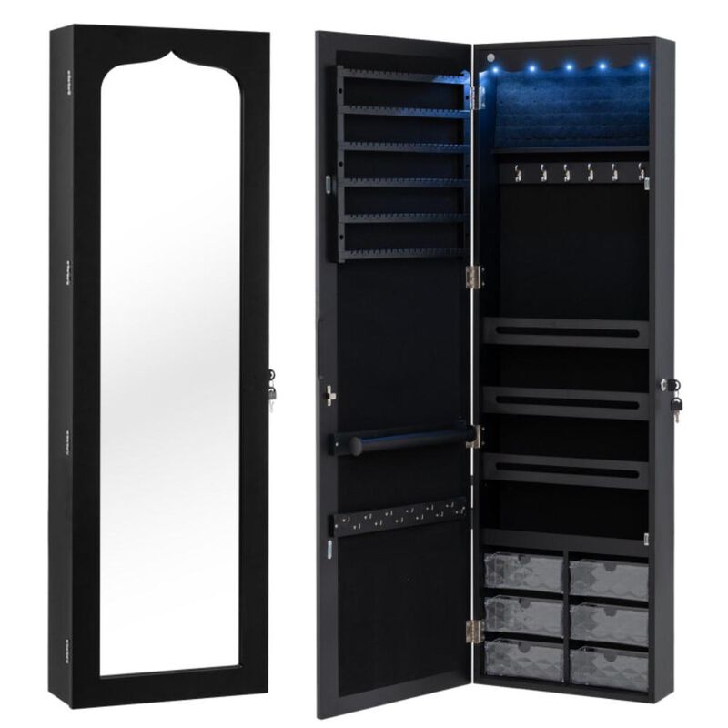 Hivvago 5 LEDs Jewelry Armoire Wall Mounted / Door Hanging Mirror