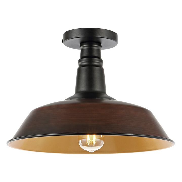 Camila Classic Industrial Indoor/Outdoor Iron LED Semi Flush Mount