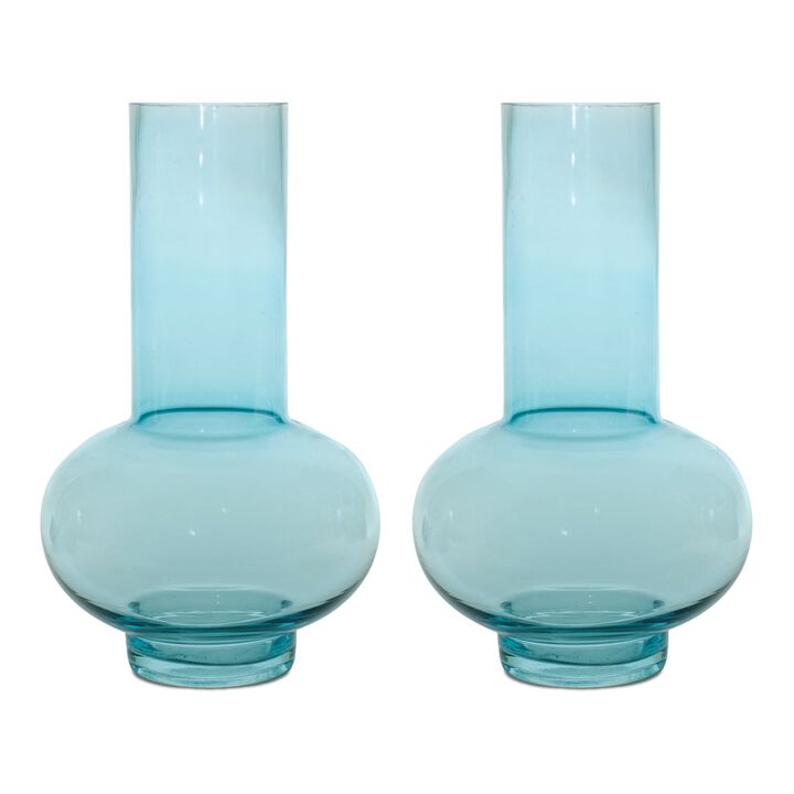 Set of 2 Glass Vases for Modern Centerpieces and Living Room Styling