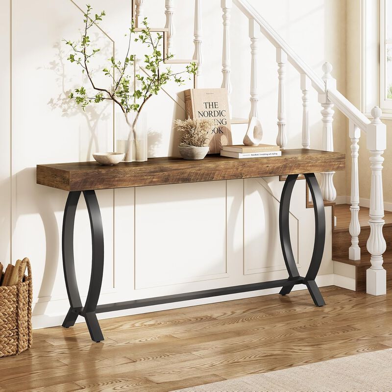 Console Foyer Table for Entryway: 70.87-Inch Narrow Long Entryway Entry Table, Farmhouse Sofa Table Behind Couch with Metal Legs, Entrance Table for Hallway, Living Room