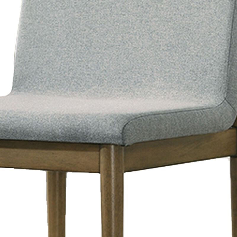 19 Inch Dining Chair, Set of 2, Gray Fabric, Parson Style, Cushioned Seat-Benzara