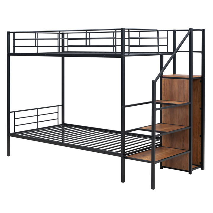 Merax Metal Bunk Bed with Lateral Storage Ladder
