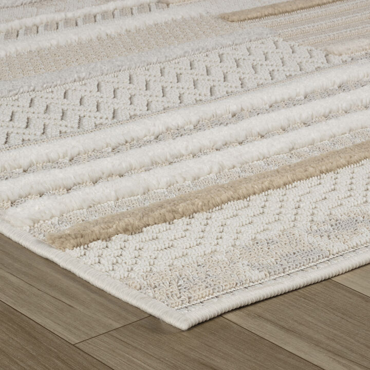 Modern Abstract Beige Cream Indoor Area Rug