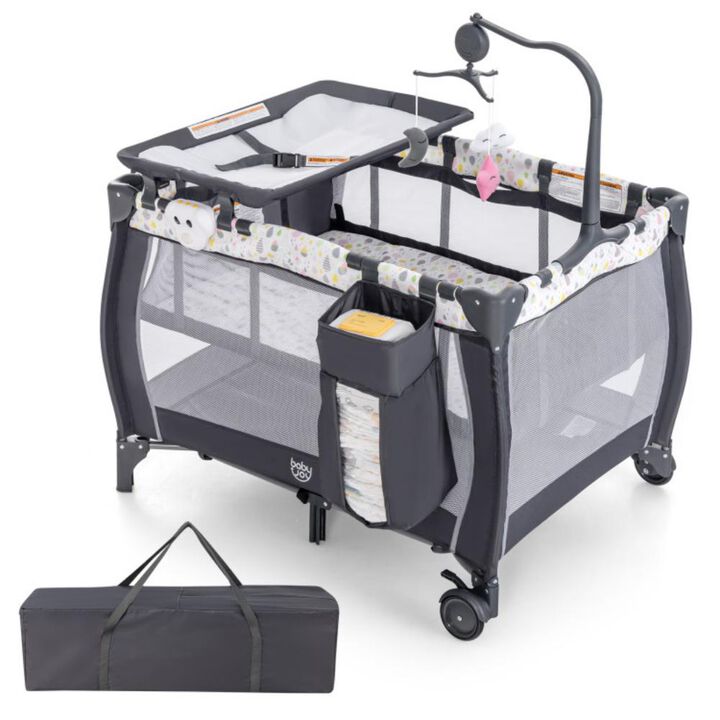 Portable Baby Playard with Changing Table Bassinet and Music Box