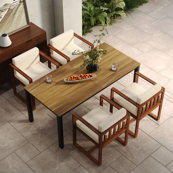 Merax Patio Dining Table and Chairs Outdoor Dining Set for 4 Person