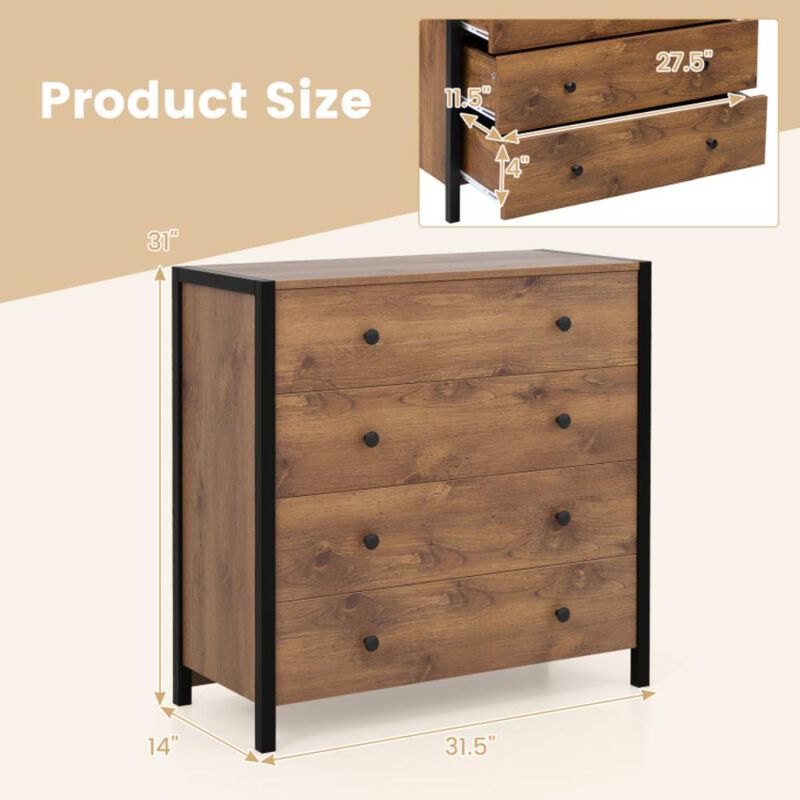 Hivvago 4-Drawer Dresser Modern Wooden Chest of Drawers for Bedroom Living Room