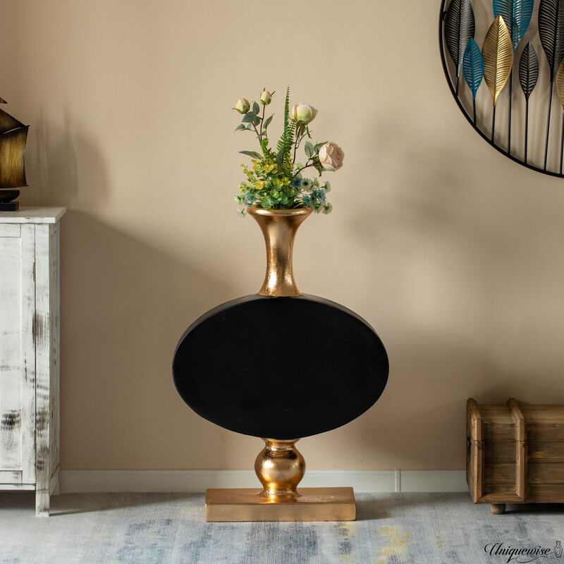 32 Inch Gold and Black Tall Floor Vase