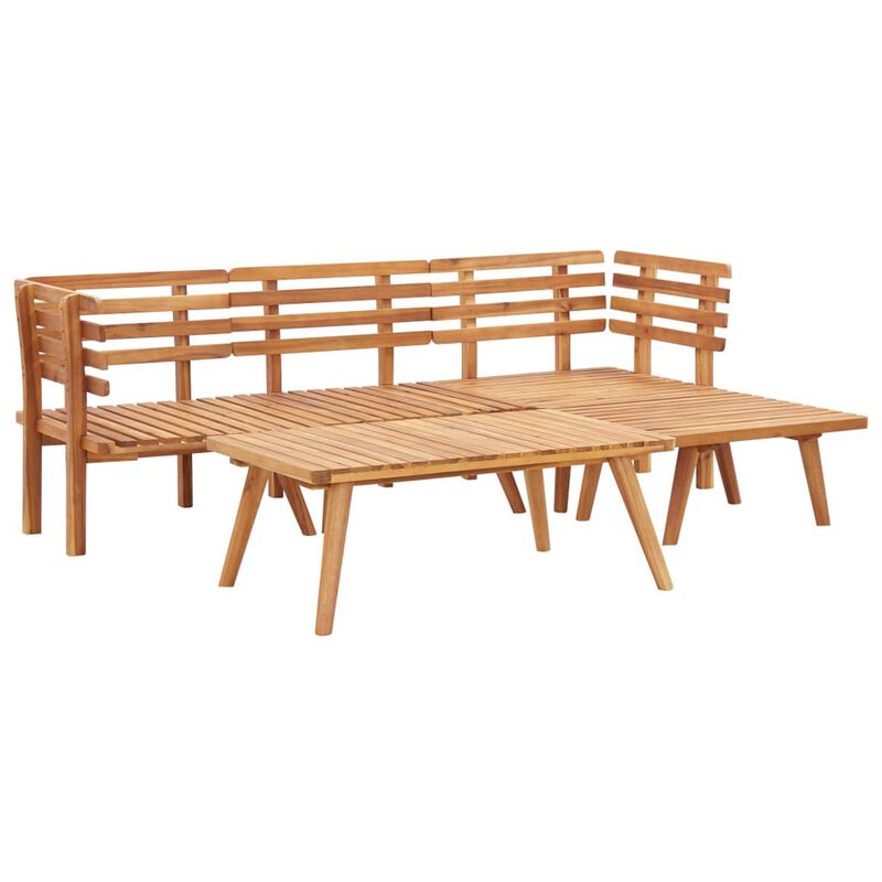 Roma 5pc Outdoor Modular Corner Sofa Set, Coffee Table, Footrest, Wood - Benzara