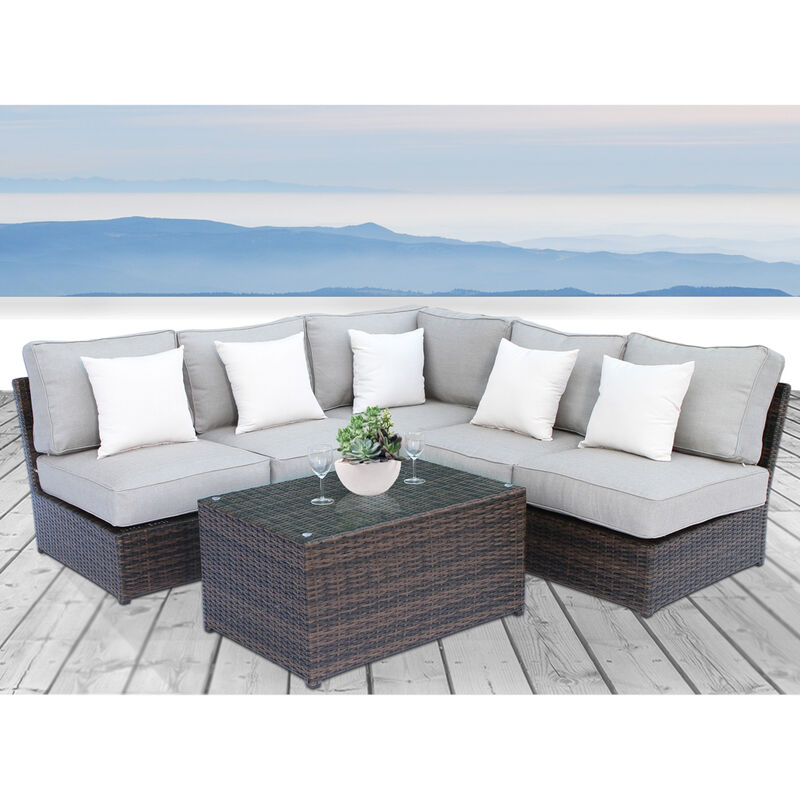 Living Source International Rattan Wicker Fully Assembled 4 - Person Seating Group with Cushions