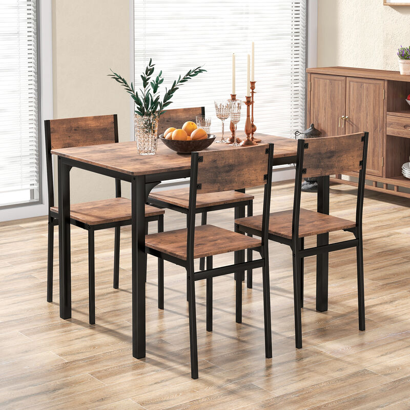 5 Piece Dining Table Set Industrial Style Kitchen Table and Chairs