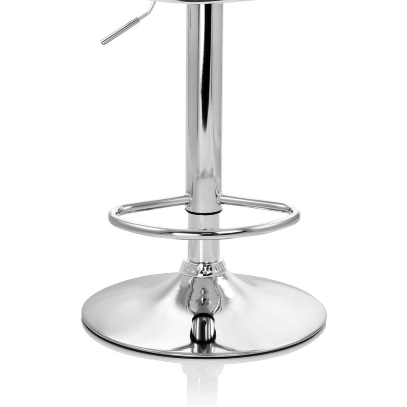 Elama 2 Piece Faux Leather Adjustable Bar Stool in White with Chrome Base