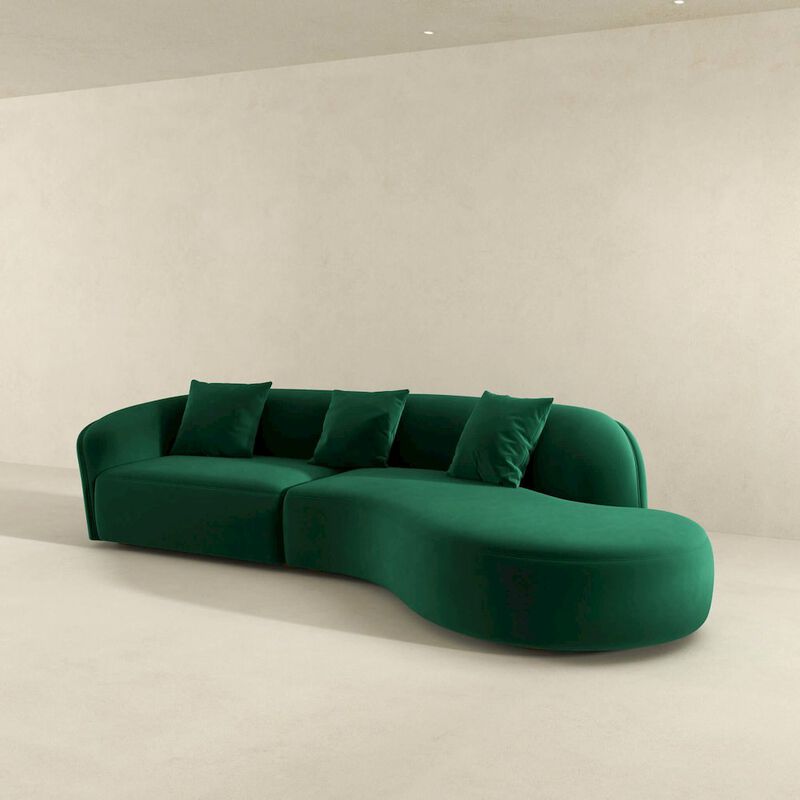 Ashcroft Furniture Elijah Japandi Style Curvy Sectional Sofa 126
