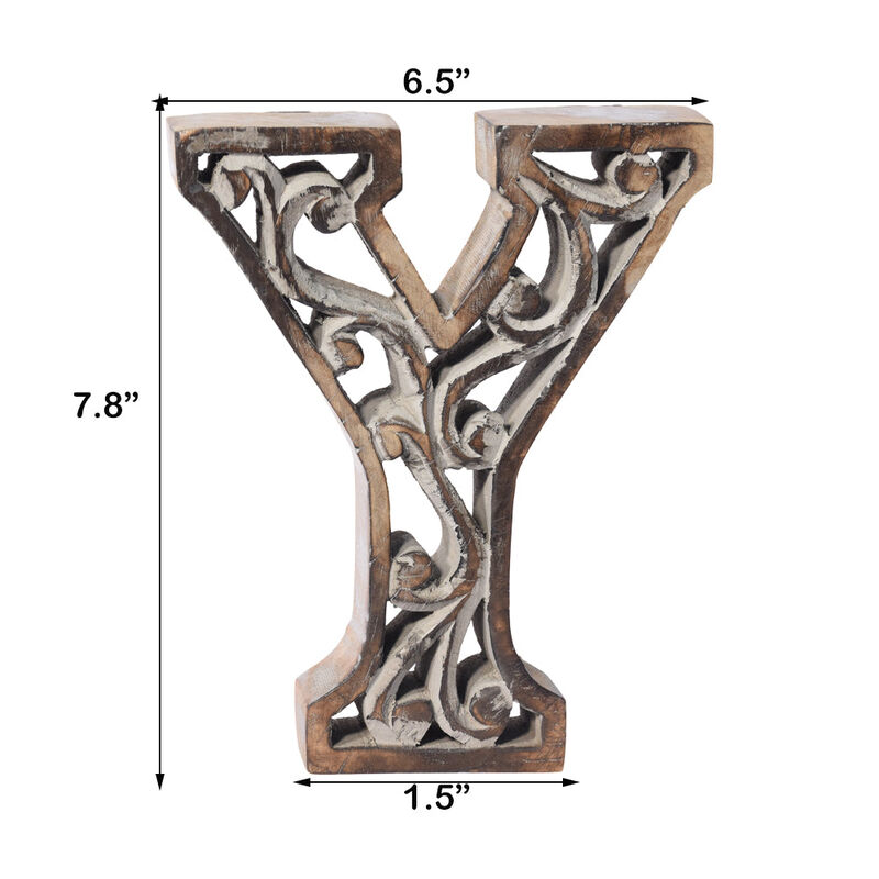 Vintage Gray Handmade Eco-Friendly "Y" Alphabet Letter Block For Wall Mount & Table Top D�cor